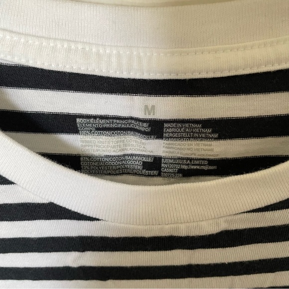 Muji Navy and White Stripe Short Sleeve Tee - Size M - Picture 2 of 2
